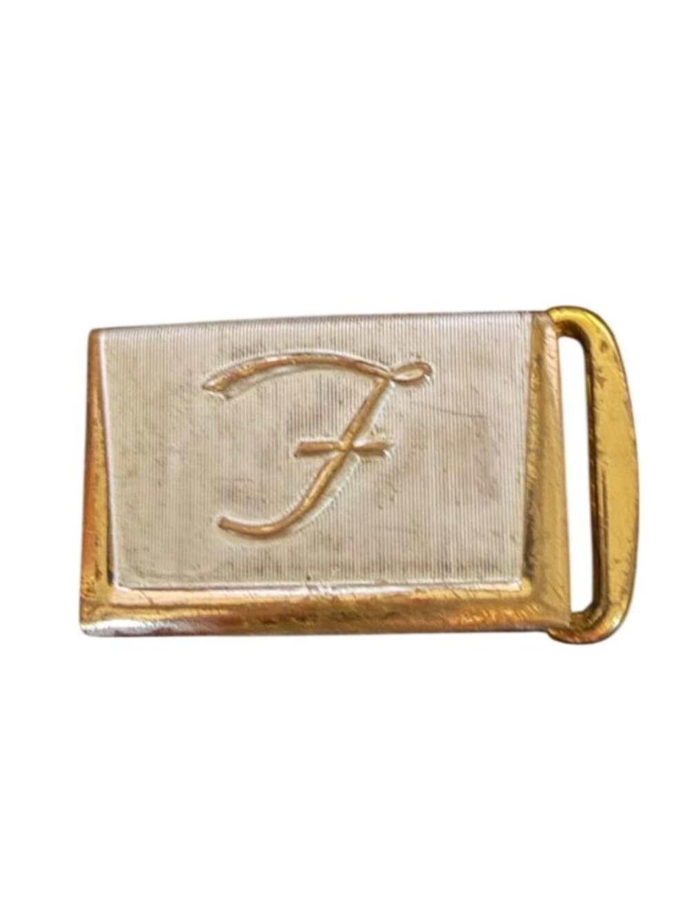 Vintage Hickok USA Gold-Tone Master Plate Belt Buckle Monogram "F" Initial
